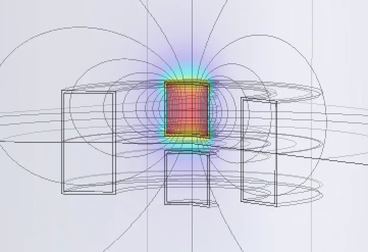 COMSOL field map of the 1 mm cylinder magnet in the coil.